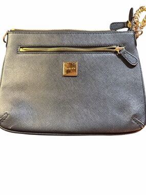Sisley Italy Black Saffiano Leather Crossbody Bag Gold Hardware